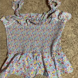 J. Crew librety fabric Multicolor Floral Smocked Blouse